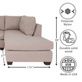 L Shaped Sectional Sofas For Living Room, Modern Sectional Couches For Bedrooms, Apartment With Solid Wood Frame Tan, Polyester Nylon Tan Wood Foam Polyester