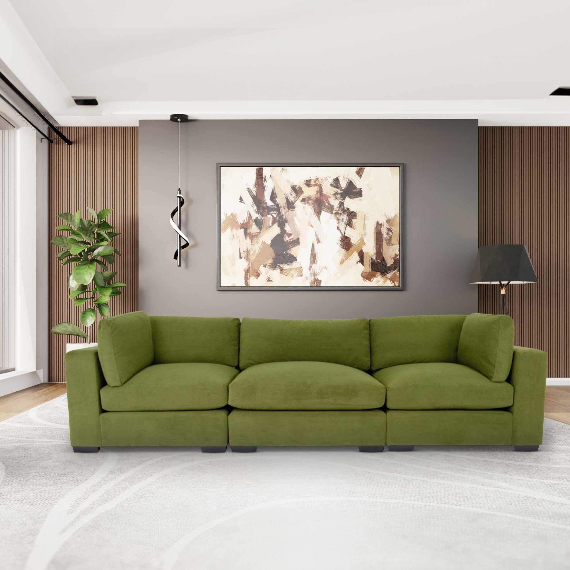 Forest Green Sofa For Living Room, Modern 3 Seater Sofas Couches For Bedroom, Office, And Apartment With Solid Wood Frame Polyester Green Wood Foam Polyester