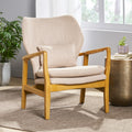 Club Chair, Upholstered Armchair Beige Fabric