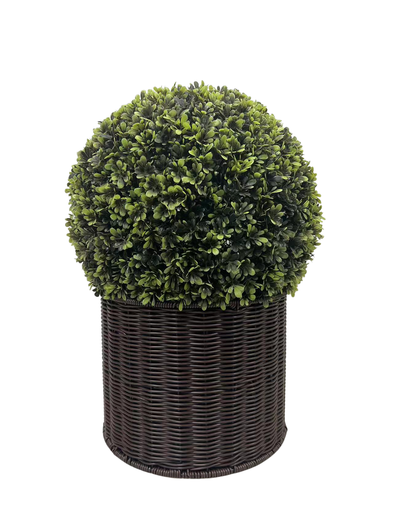 2 Pack 20" Ball Topiaries In Included Woven Pots Artificial Faux Plants Dark Green Plastic