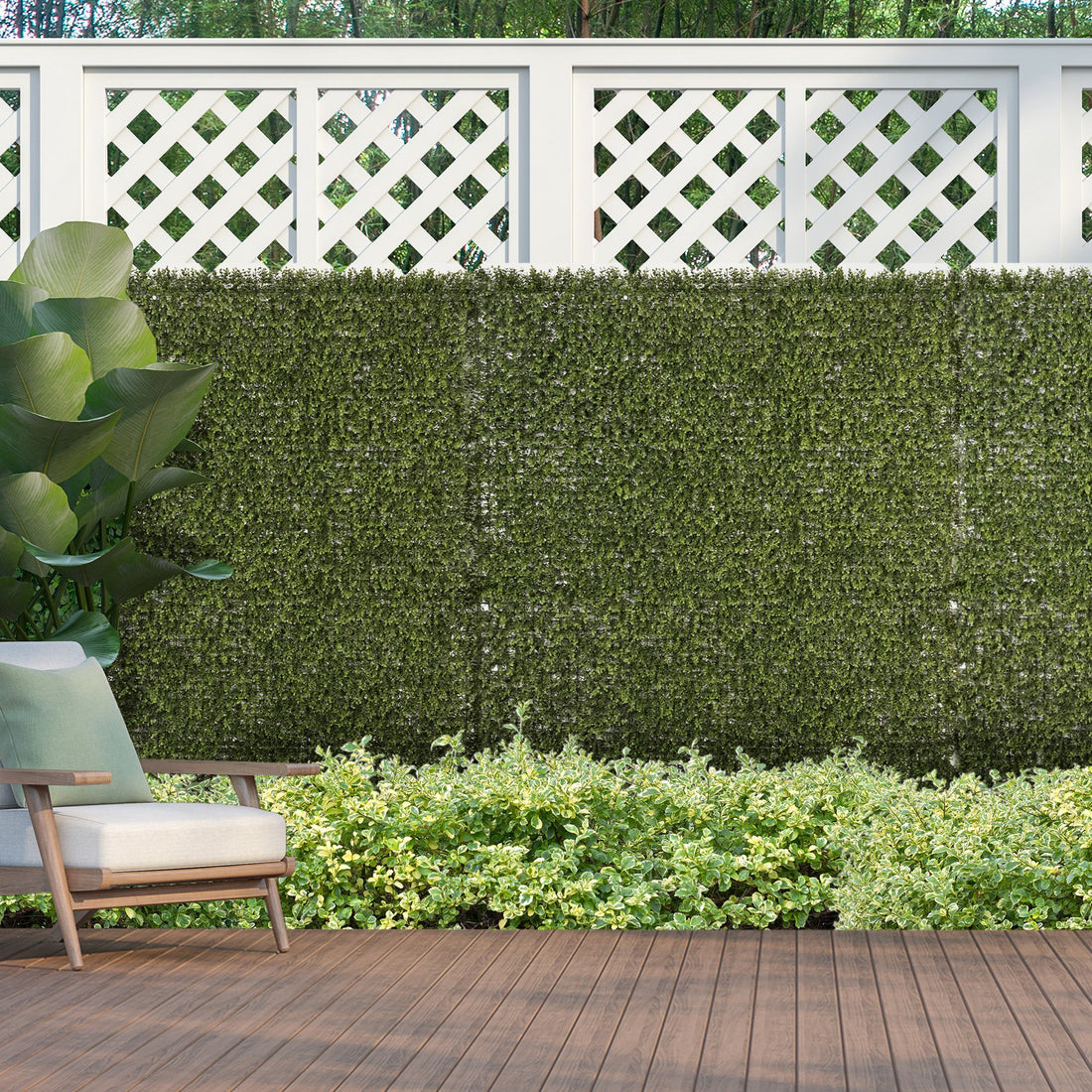 Artificial Grass Wall Panel Backdrop, 12 20" X 20" Boxwood Uv Protection Privacy Coverage Panels For Indoor & Outdoor Decor, Wall & Fence Covering, Green Green Polyethylene