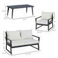 4 Piece Patio Furniture Set, Aluminum Conversation Set, Outdoor Garden Sofa Set With Armchairs, Loveseat, Center Coffee Table And Cushions, Cream White White Metal