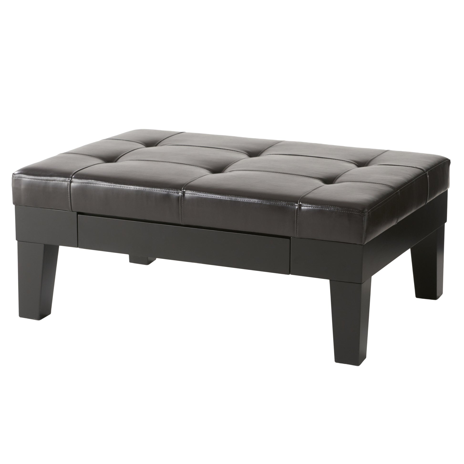 Chatham Ottoman With Drawer Dark Coffee Pu