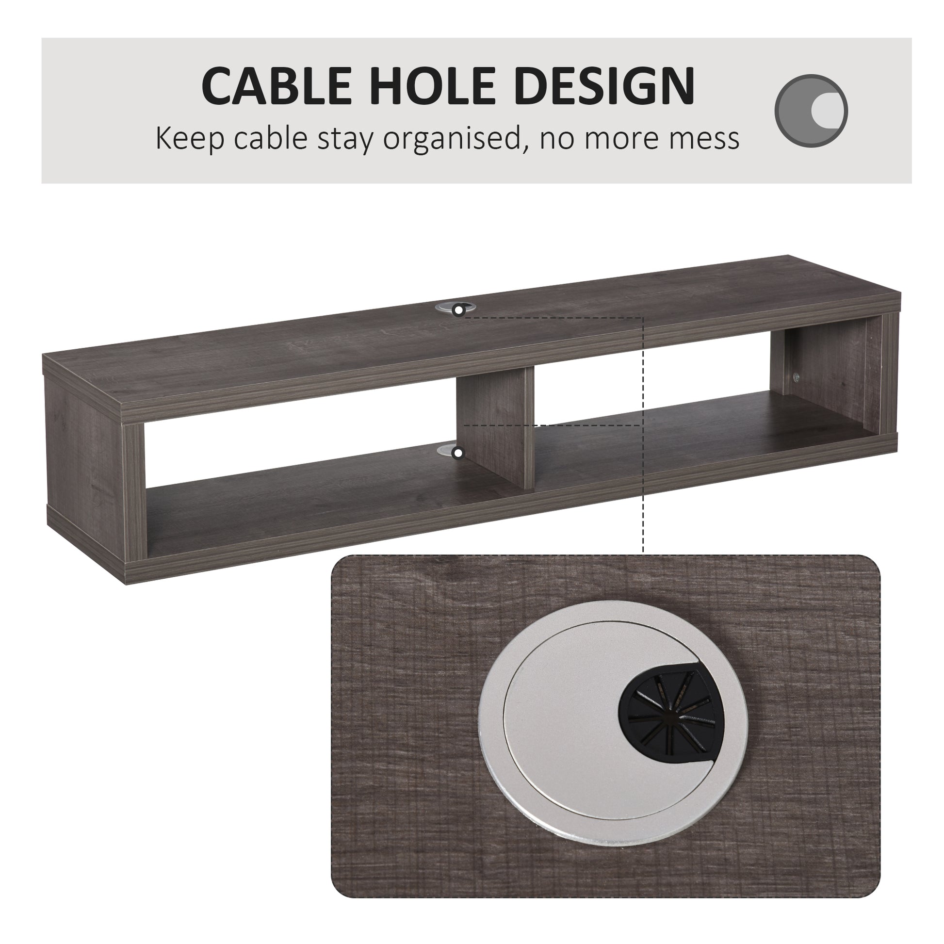 Wall Mounted Tv Stand, Media Console Floating Storage Shelf For Living Room Or Home Office, Dark Grey Dark Gray Particle Board