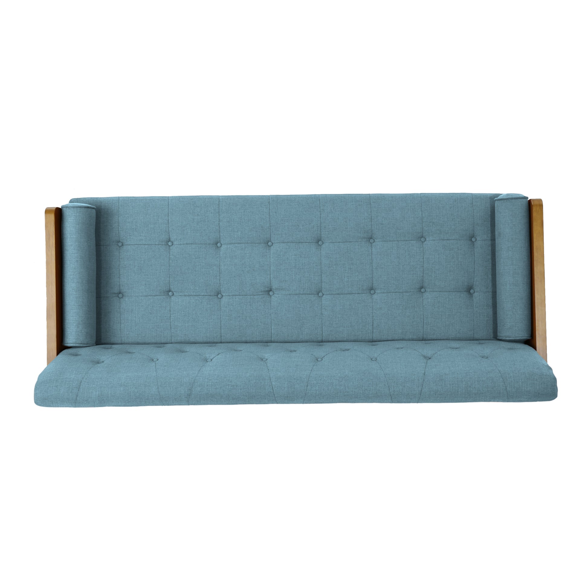 Aidan Mid Century Modern Tufted Fabric Sofa Blue Fabric