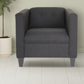 Calypso Bennett Black Sofa Chair, Modern Sofa Chair For Living Room, Bedroom, Office And Apartment With Solid Wood Frame Polyester Nylon Black Polyester Wood Cushion Back Polyester