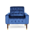 Mirod Comfy Arm Chair With Tufted Backmodern For Living Room, Bedroom And Study Navy Blue Velvet