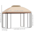 10' X 10' Patio Gazebo With Corner Shelves, Double Roof Outdoor Gazebo Canopy Shelter With Removable Mesh Netting, For Garden, Lawn, Backyard And Deck, Beige Beige Steel