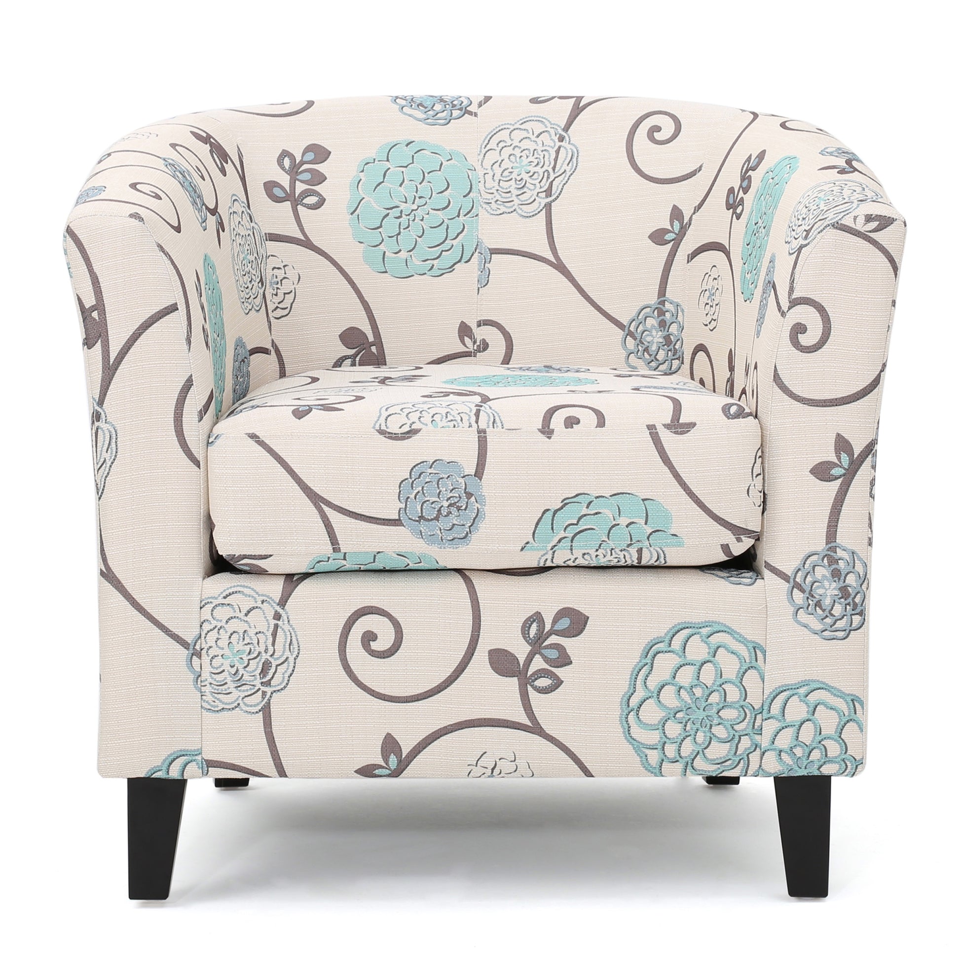 Plaza Club Chair White Blue Fabric