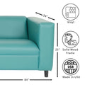 Modern Faux Leather Sofa, 3 Seater Sofas Couches For Living Room, Bedroom, Office, And Apartment With Solid Wood Frame Blue Wood Foam Vinyl