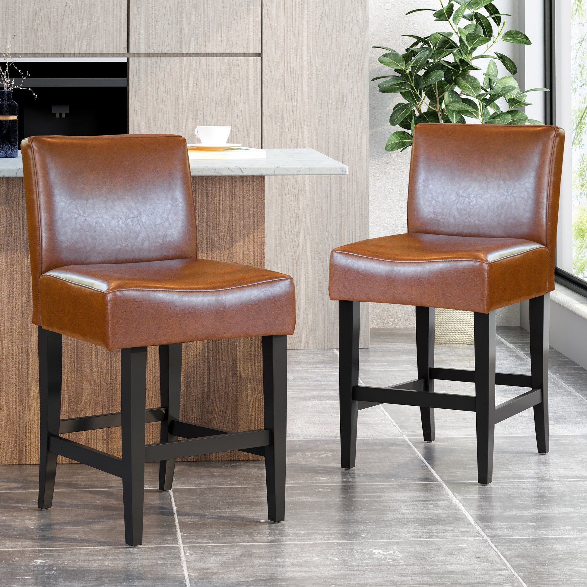 Zuma Kd Counter Stool Brown Leather