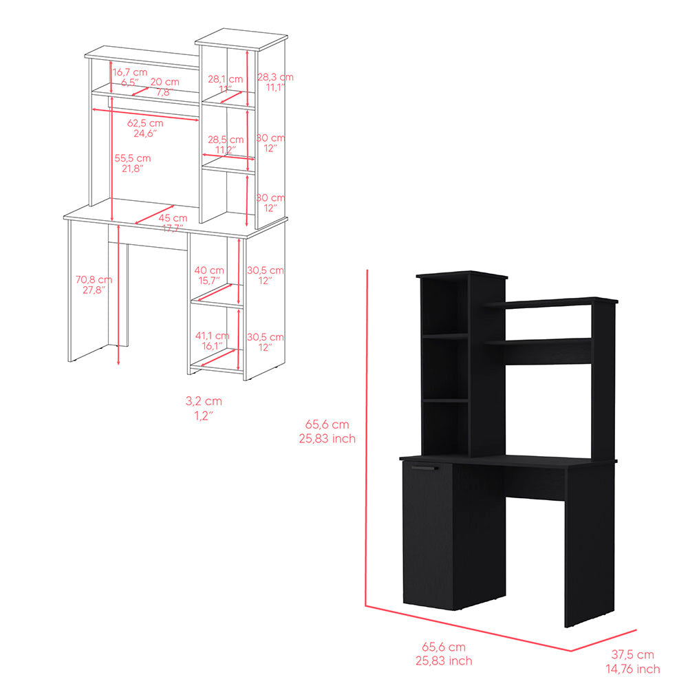 Computer Desk Dumas, Office, Black Black Particle Board Engineered Wood