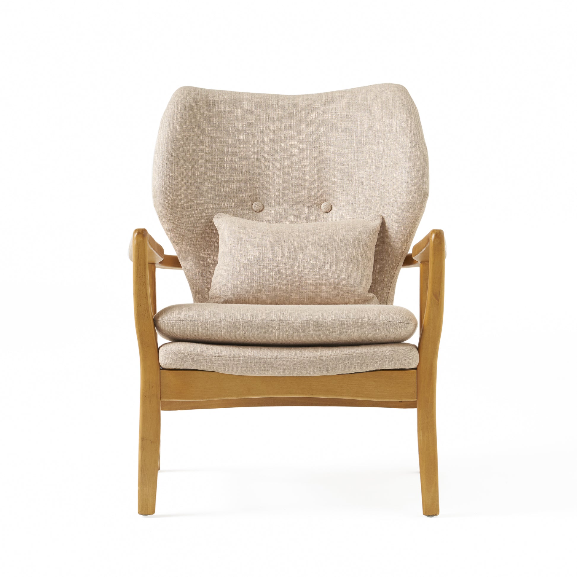 Club Chair, Upholstered Armchair Beige Fabric