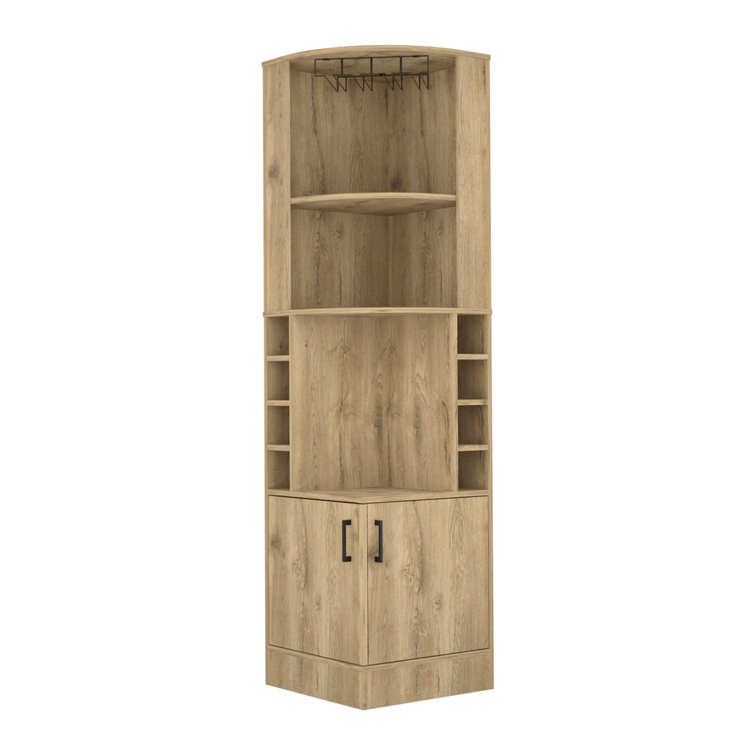 Corner Bar Cabinet Papprika, Living Room, Aged Oak Beige Particle Board Engineered Wood