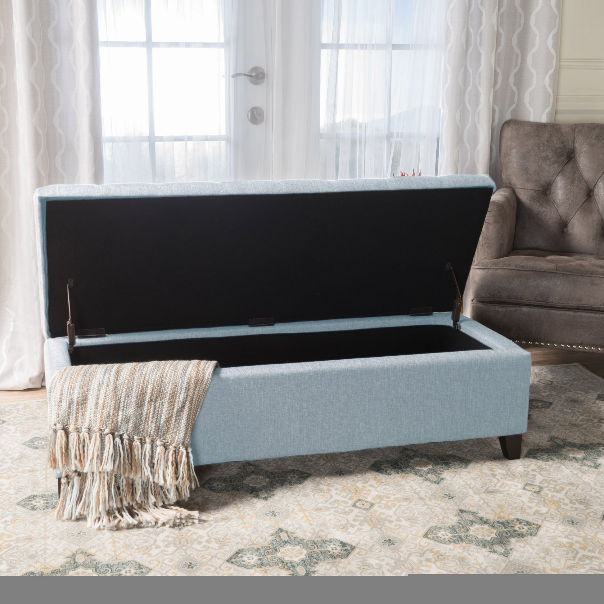 Storage Ottoman Natural Fabric