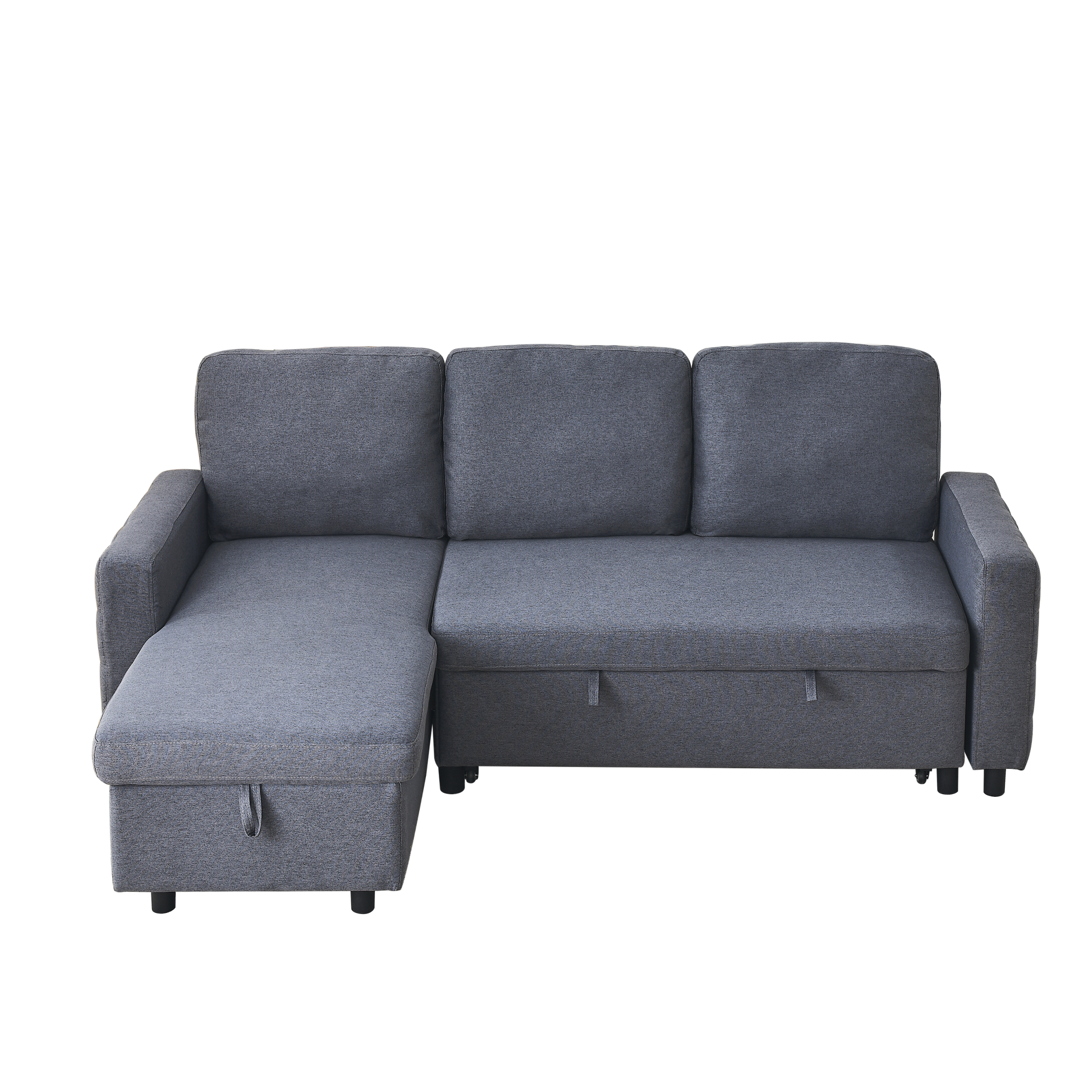 Fx 78.8" Reversible Sleeper Combo Sofa With Pullout Bed, Comfortable Linen L Shaped Combo Sofa Sofa Bed, Living Room Furniture Sets For Tight Spaces Dark Grey Linen Wood Primary Living Space Foam Fabric 3 Seat