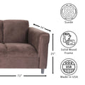 Dark Brown Suede Sofa, Modern 3 Seater Sofas Couches For Living Room, Bedroom, Office, And Apartment With Solid Wood Frame Dark Brown Wood Foam Suede