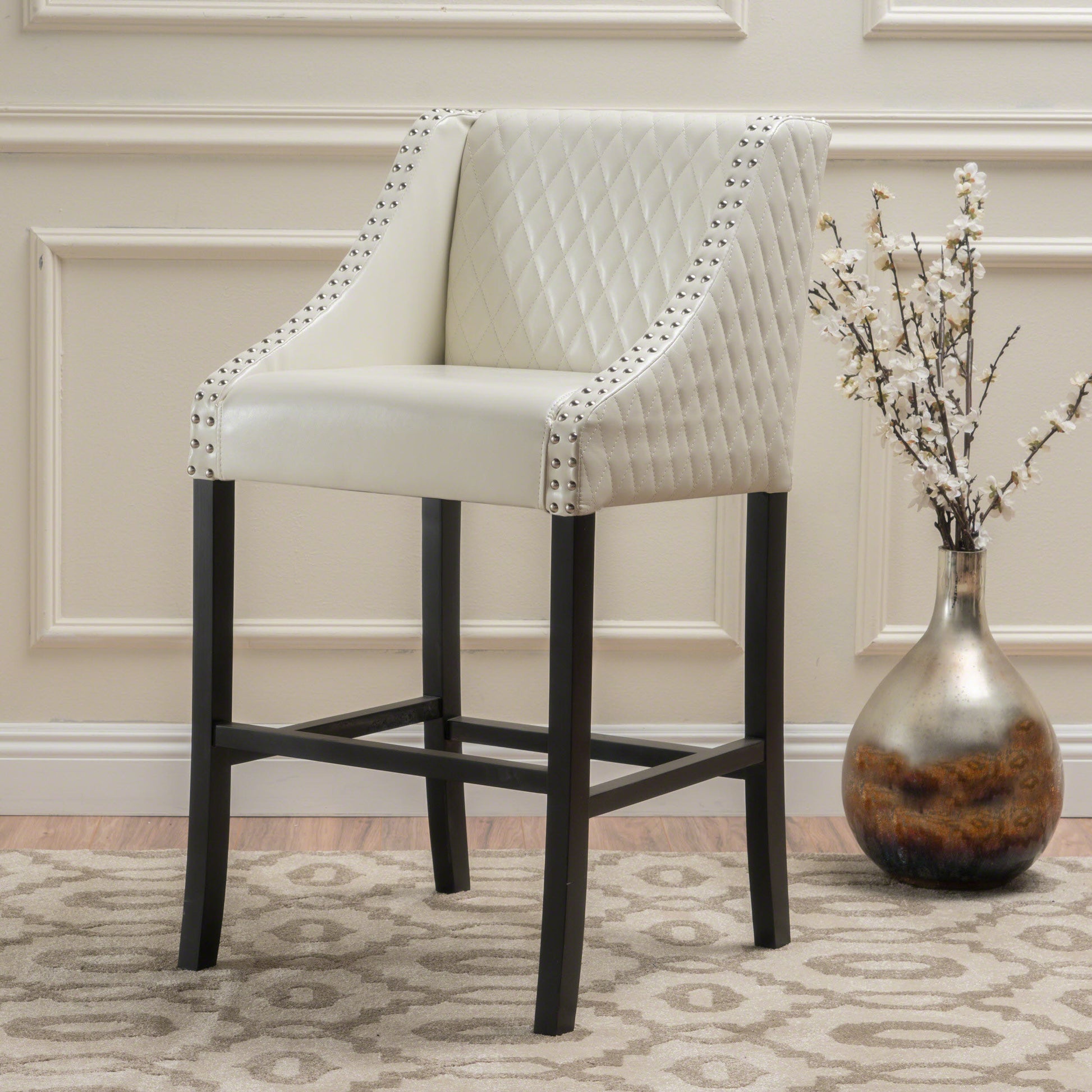 Eaton Barstool Ivory Leather