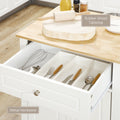 Rolling Kitchen Island Cart, Portable Serving Trolley Table With Drawer, Adjustable Shelf And 2 Towel Racks, Cream White Cream White Mdf