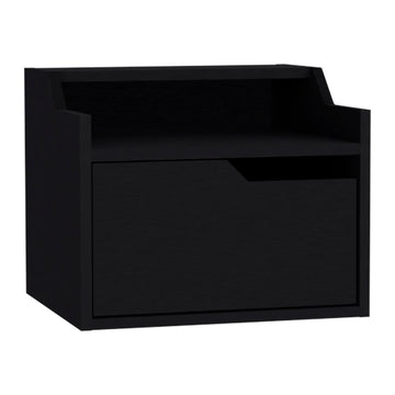 Floating Nightstand Chester, Bedroom, Black Black Particle Board Engineered Wood