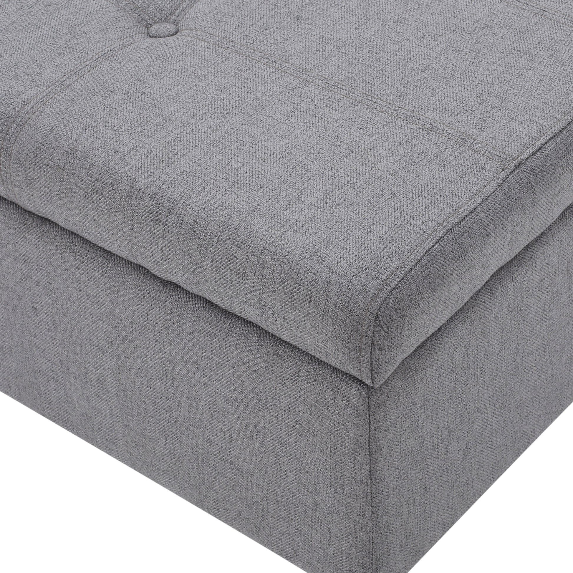 Storage Ottoman Grey Fabric