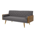 Aidan Mid Century Modern Tufted Fabric Sofa Grey Fabric