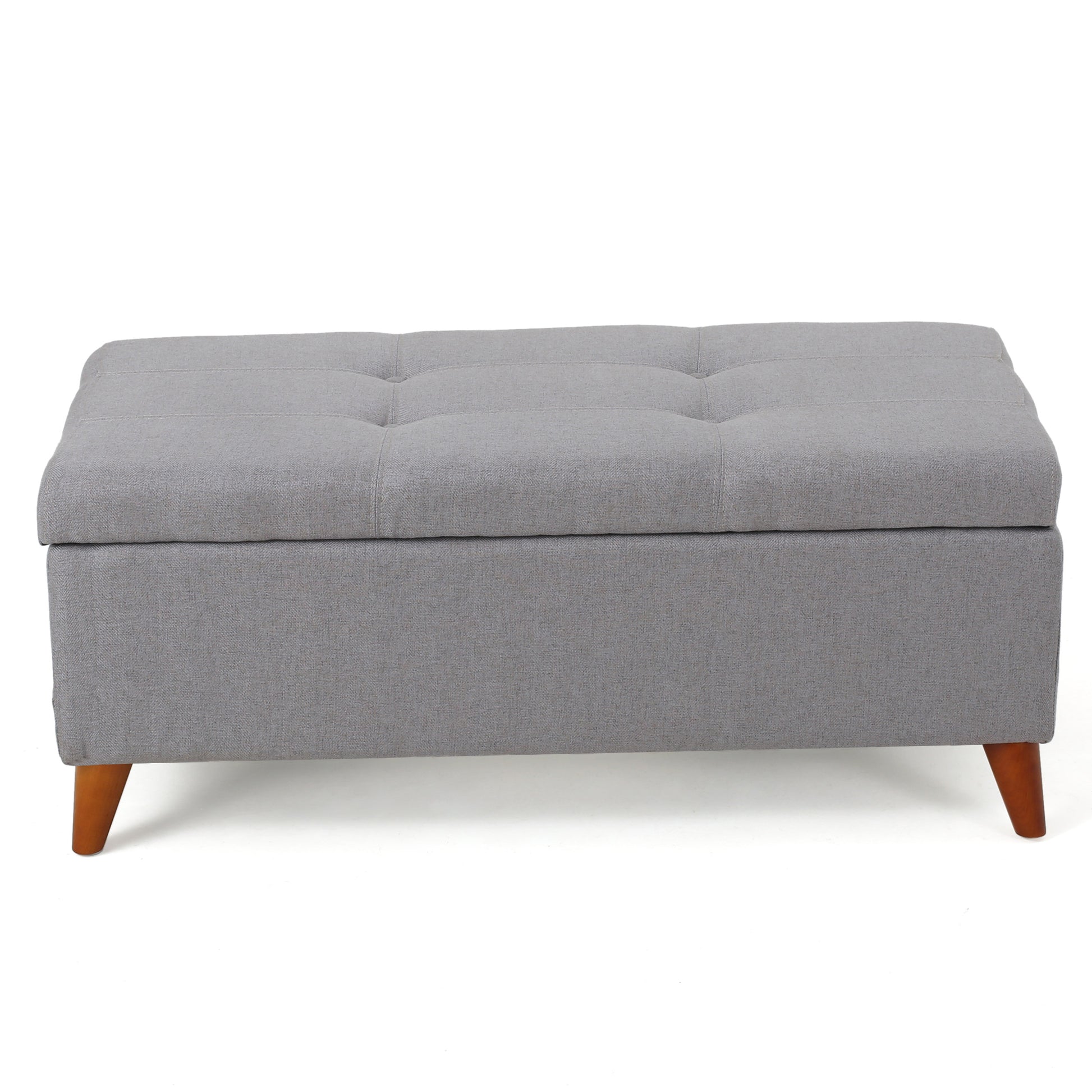 Storage Ottoman Light Grey Fabric