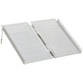 Textured Aluminum Portable Wheelchair Ramp For Home, Steps, Doorways, Foldable Handicap Ramp 2', Threshold Ramp With Durability For Strong Load Bearing Silver Aluminum
