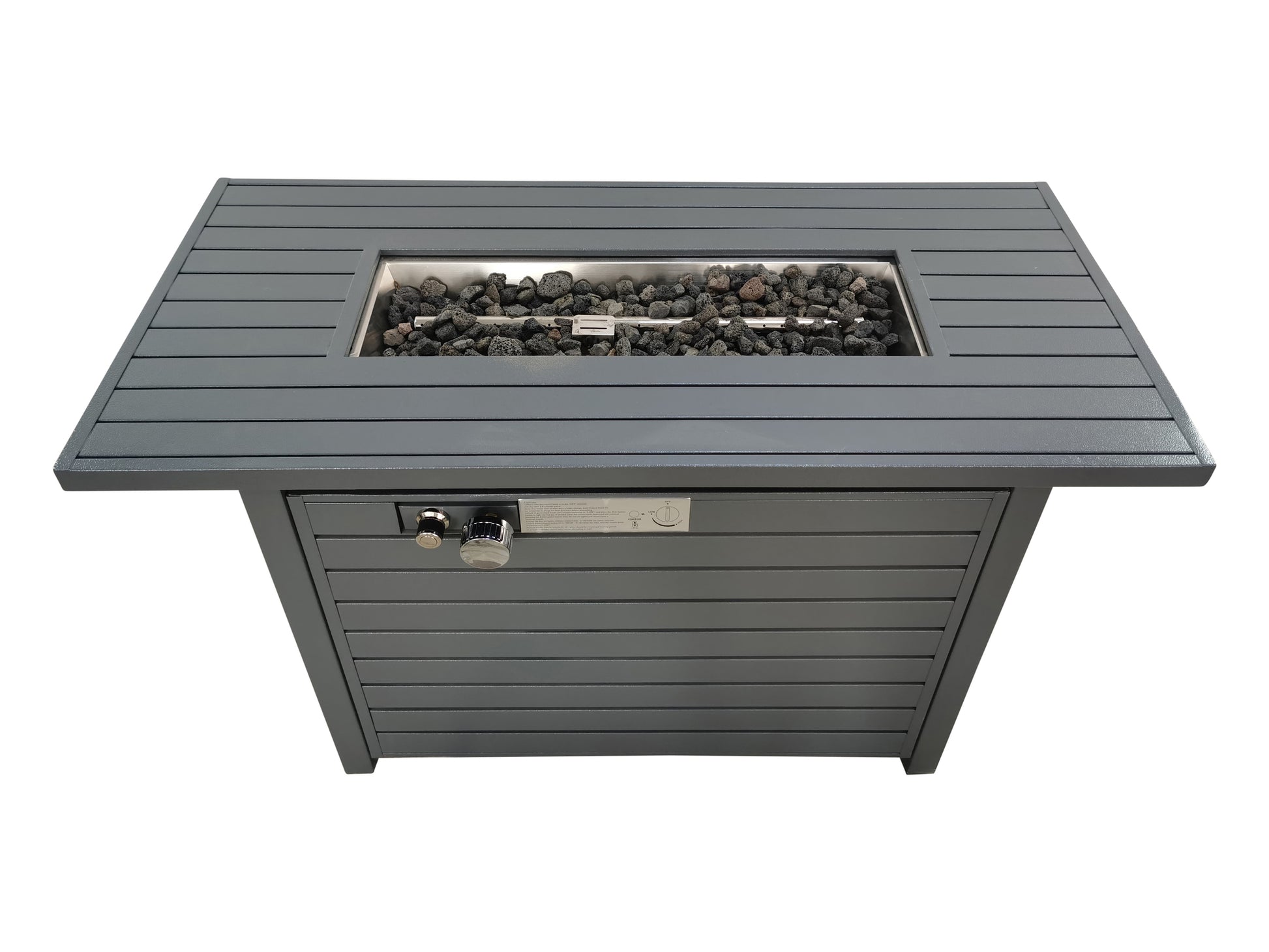 25'' H X 42'' W Steel Propane Outdoor Fire Pit Table With Lid Grey Gray Modern Steel