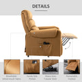 Power Lift Chair, Velvet Touch Upholstered Recliner Chair For Elderly With Vibration Massage, Remote Control, Side Pockets, Brown Brown Polyester