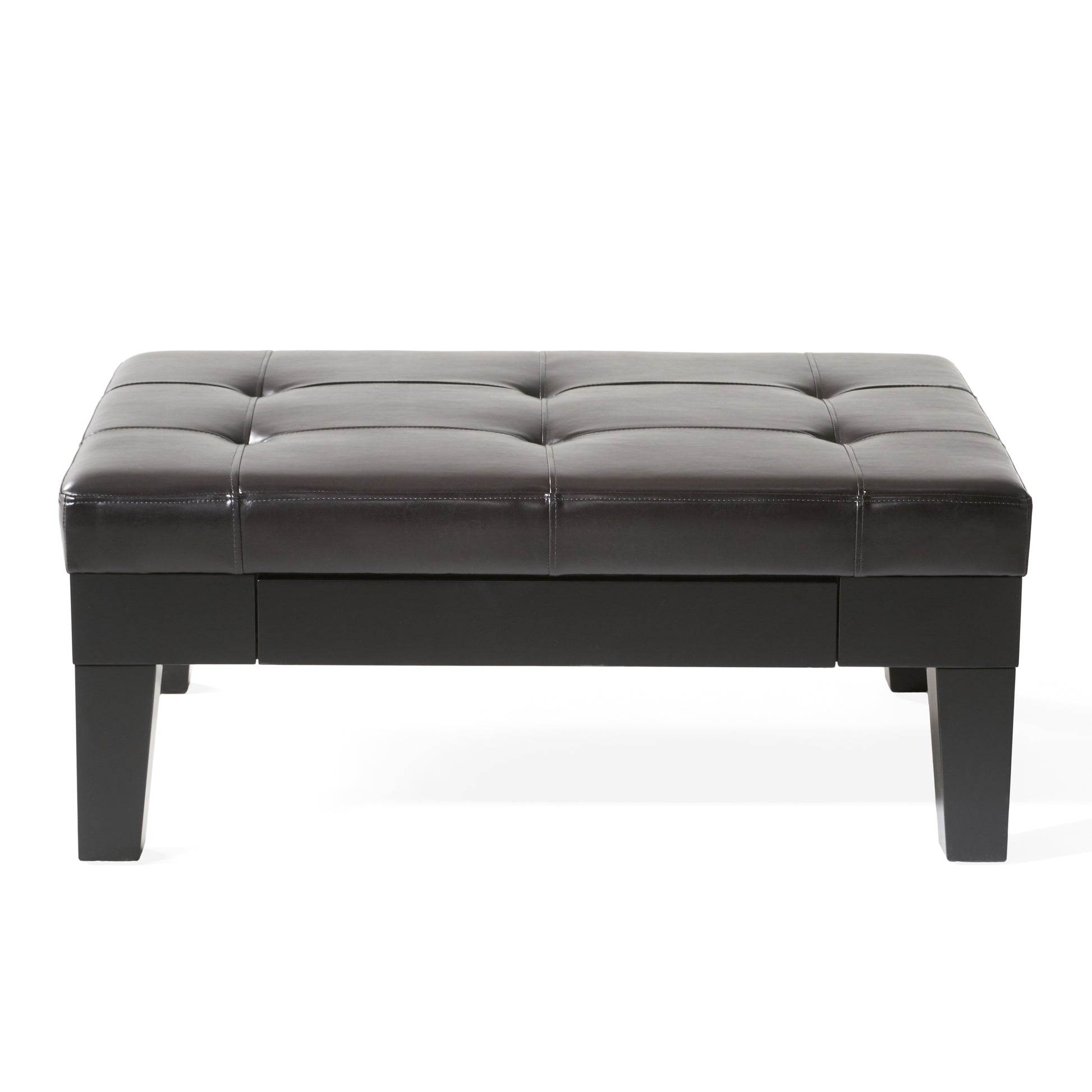 Chatham Ottoman With Drawer Dark Coffee Pu