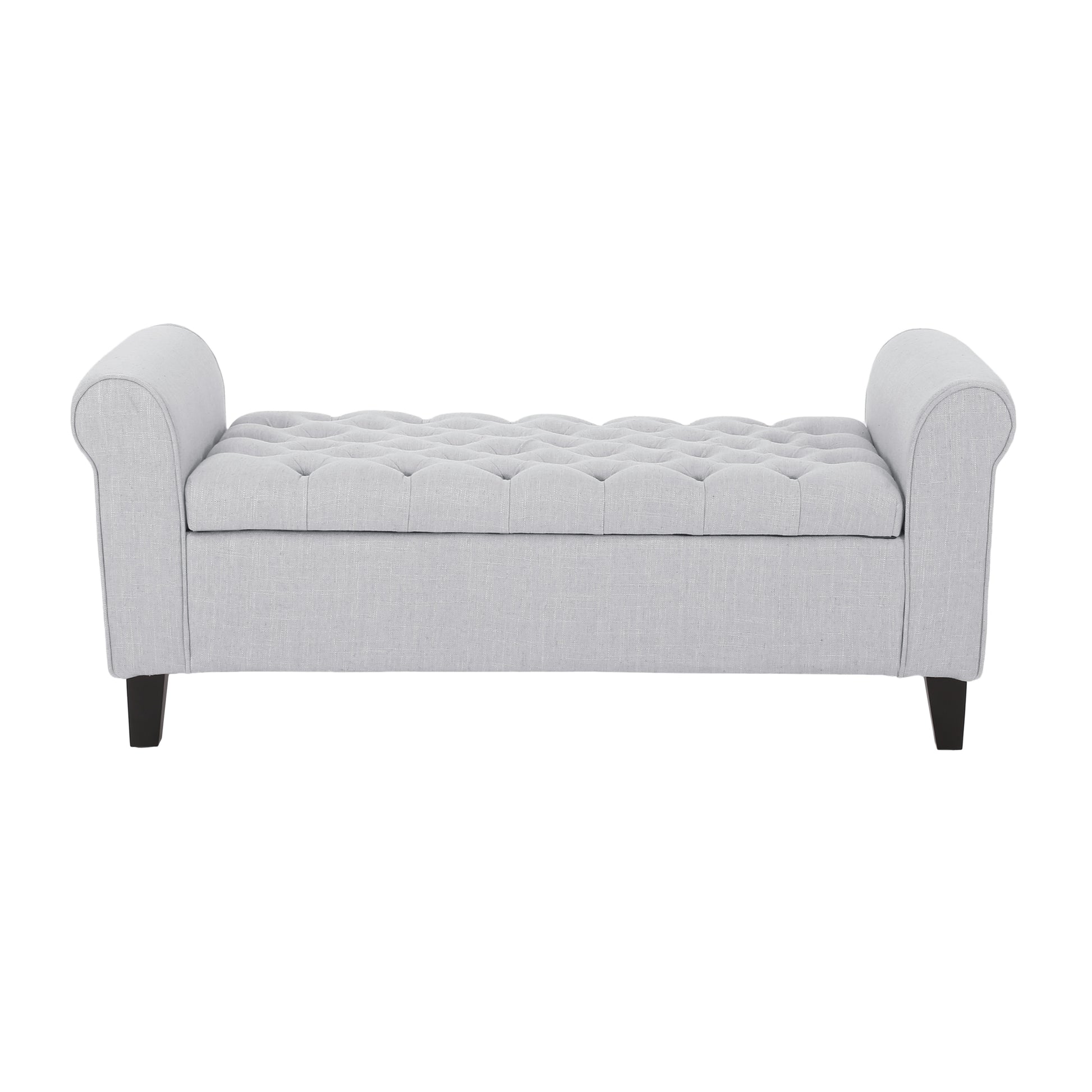 Hayes Armed Storage Bench Light Grey Fabric