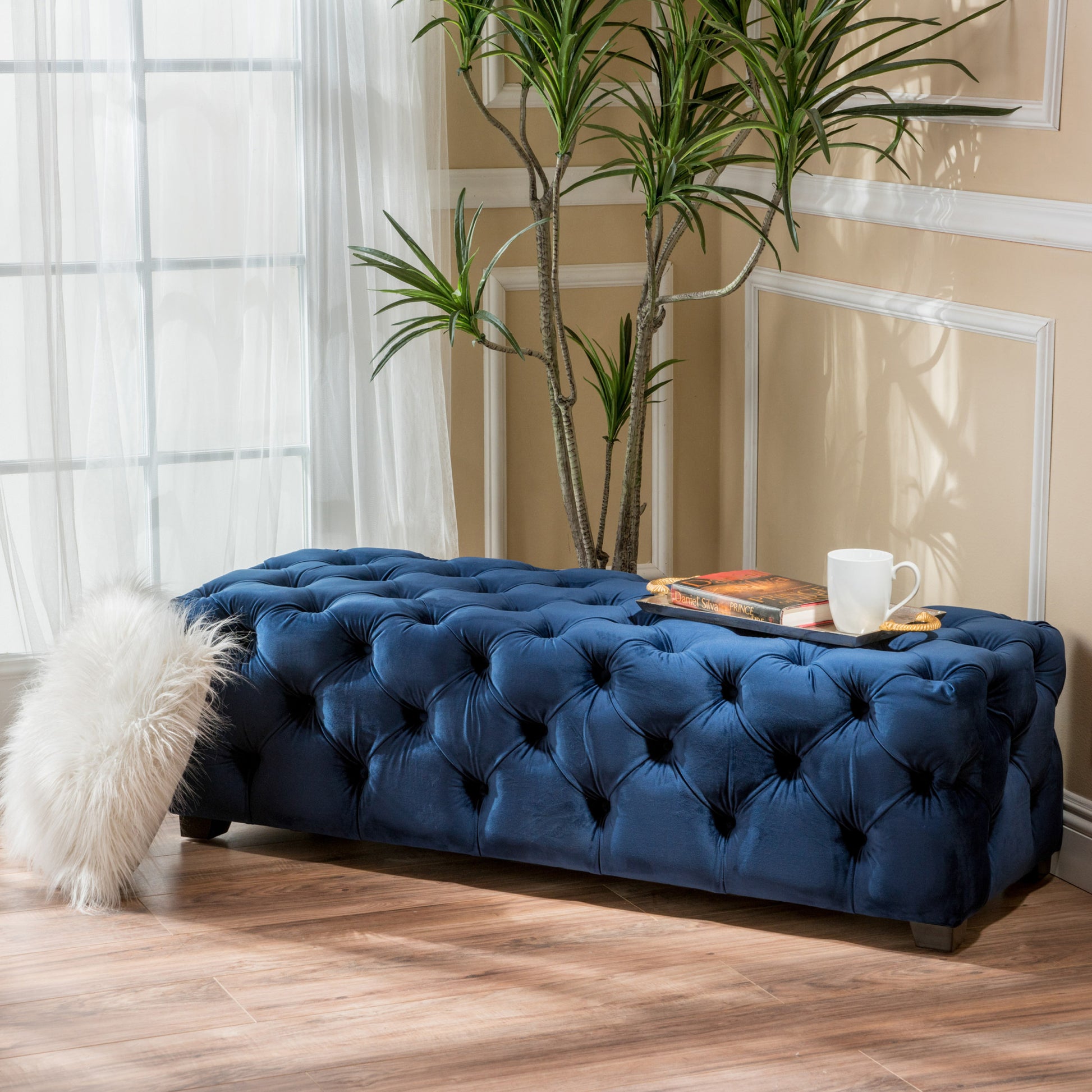 Ottoman Navy Blue Velvet