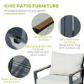 4 Piece Patio Furniture Set, Aluminum Conversation Set, Outdoor Garden Sofa Set With Armchairs, Loveseat, Center Coffee Table And Cushions, Cream White White Metal