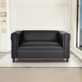 Black Broadway Faux Leather Loveseat Sofa For Living Room, Modern D Cor Beautiful Seat Mini Small Couches For Small Spaces And Bedroom With Solid Wood Frame Black Wood Foam Faux Leather