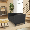 Bennet Black Loveseat Sofa For Living Room, Modern D Cor Beautiful Seat Mini Small Couches For Small Spaces And Bedroom With Solid Wood Frame Polyester Nylon Black Wood Foam Polyester