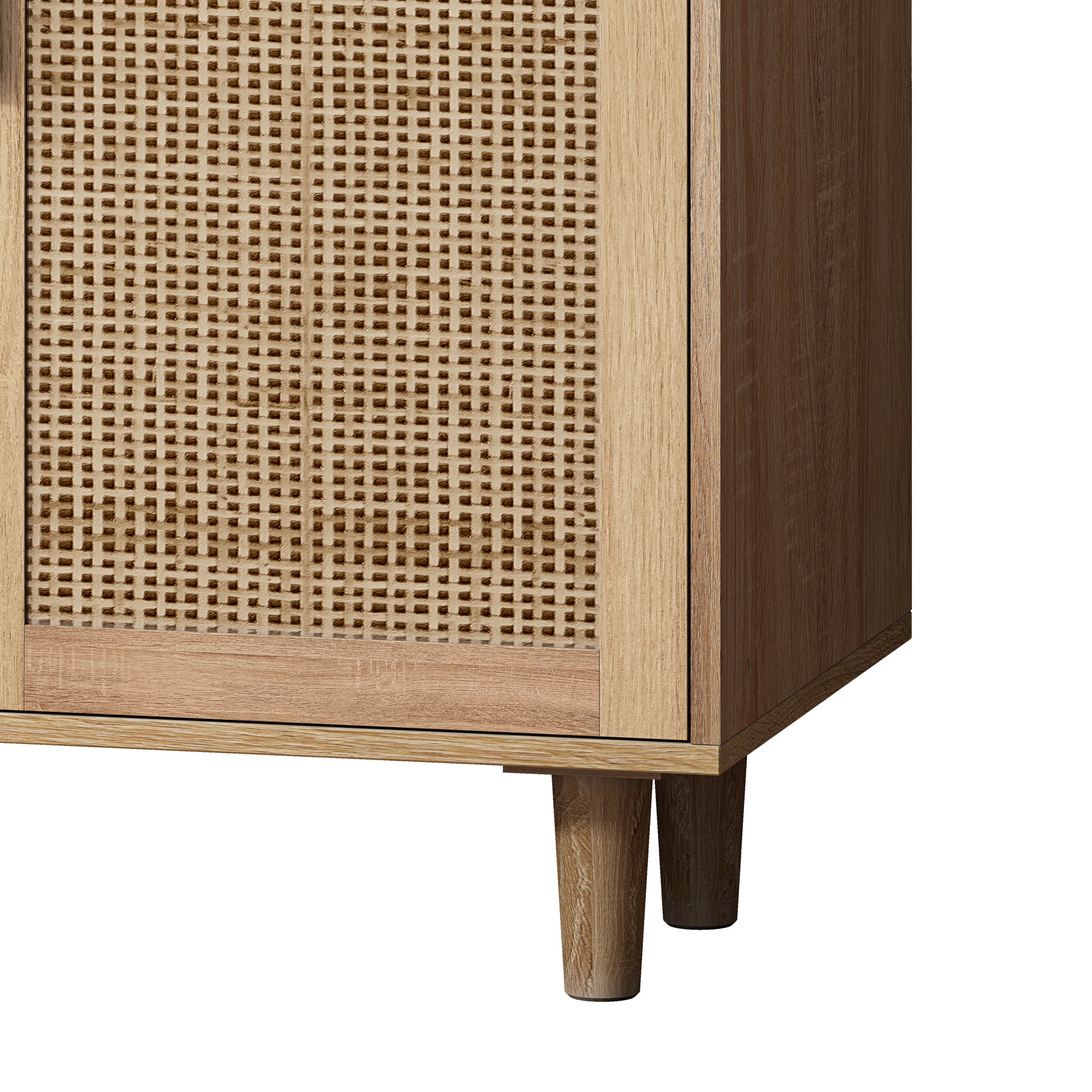 62.20"Elegant And Functional 4 Door Rattan Decorative Storage Cabinet,For Bedroom,Living Room,Office,Easy Assembly Same Sku:W757P190066 Natural Particle Board