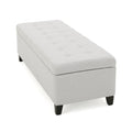 Storage Ottoman Light Grey Fabric