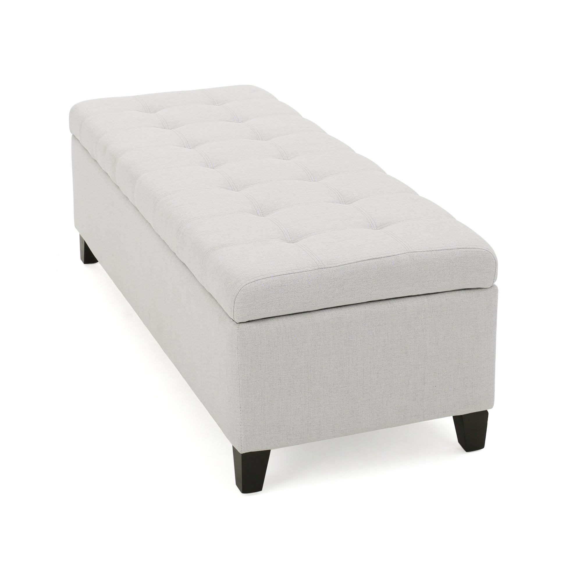 Storage Ottoman Light Grey Fabric