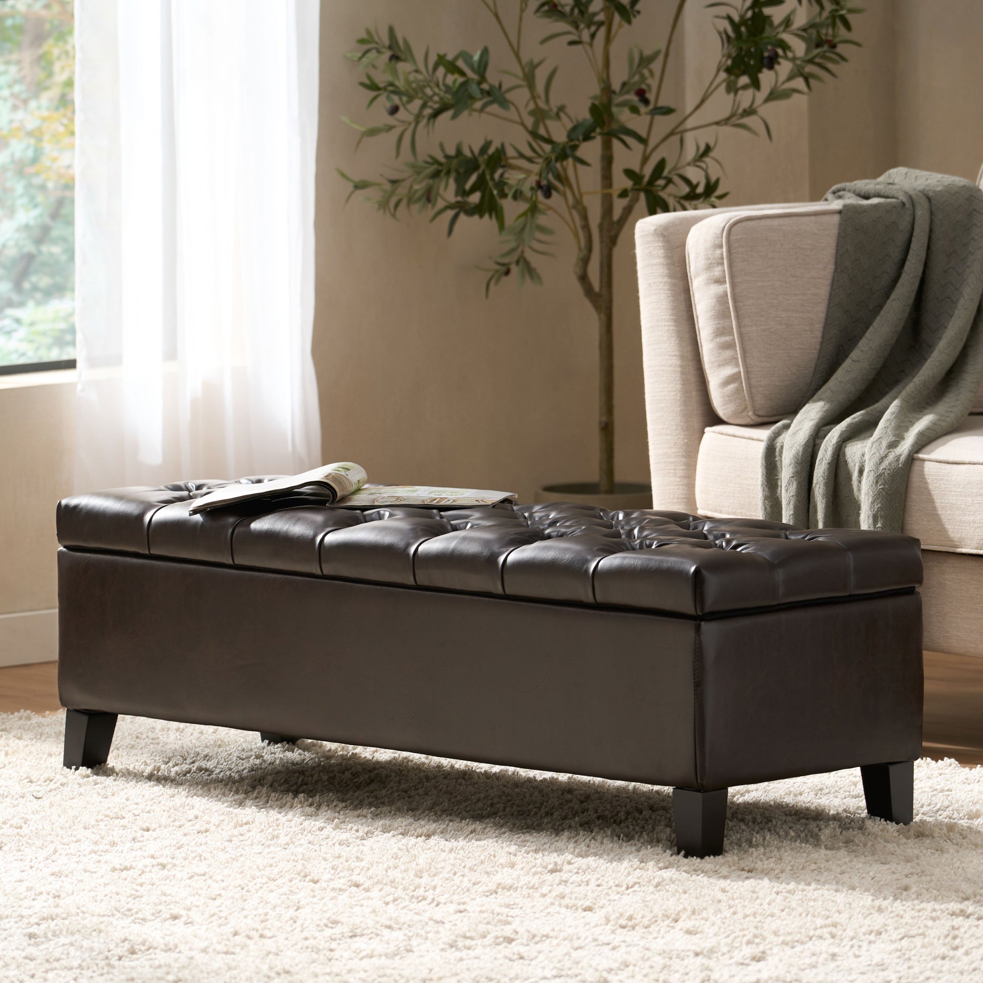 Glouster Storage Ottoman V2 Brown Pu