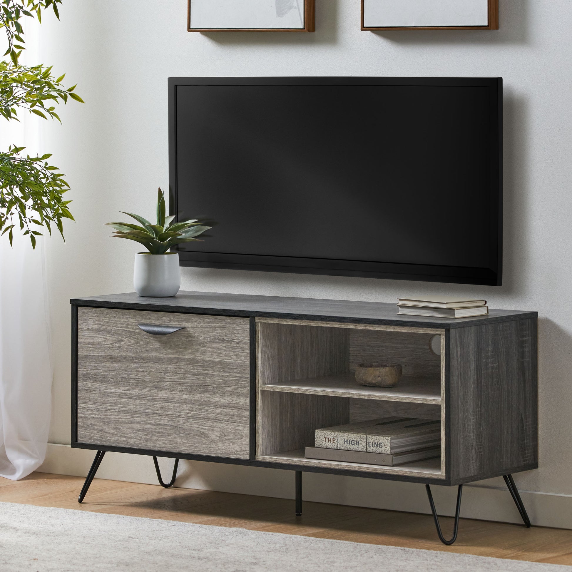 Tv Cabinet Grey 39 Inches Or Less Particle Board