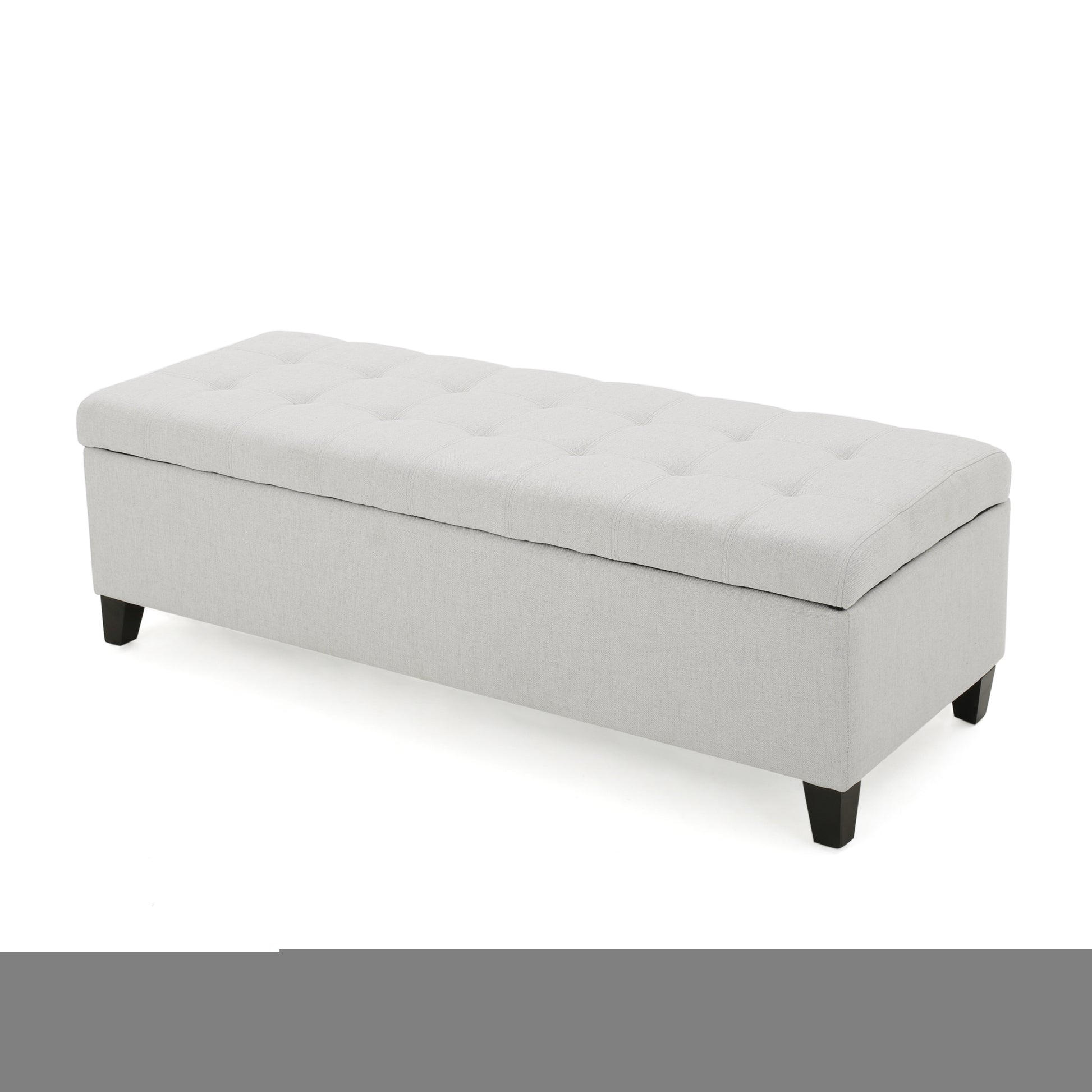 Storage Ottoman Light Grey Fabric