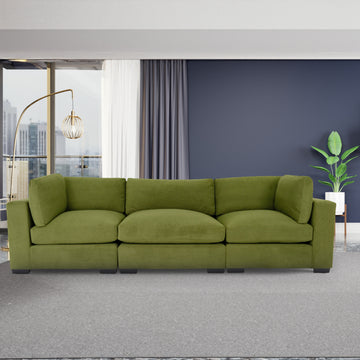 Forest Green Sofa For Living Room, Modern 3 Seater Sofas Couches For Bedroom, Office, And Apartment With Solid Wood Frame Polyester Green Wood Foam Polyester