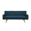 Aidan Mid Century Modern Tufted Fabric Sofa Navy Blue Fabric