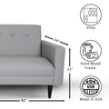 Grey Faux Leather Sofa, Modern 3 Seater Sofas Couches For Living Room, Bedroom, Office, And Apartment With Solid Wood Frame Grey Wood Foam Vinyl