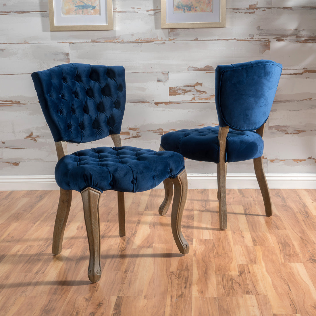 Kd Tufted Chair Wthr Navy Blue Velvet