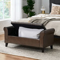 Hayes Armed Storage Bench Brown Pu