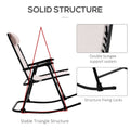 Oversized Folding Rocking Camping Chair Set Of 2, Outdoor Rockers With Headrests, Zero Gravity Bungee Lawn Chairs For 2 Adults, Cream White White Steel