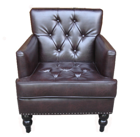 Harrison Tufted Club Chair Brown Pu