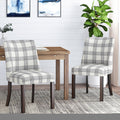 Dining Chair Grey Plaid Fabric